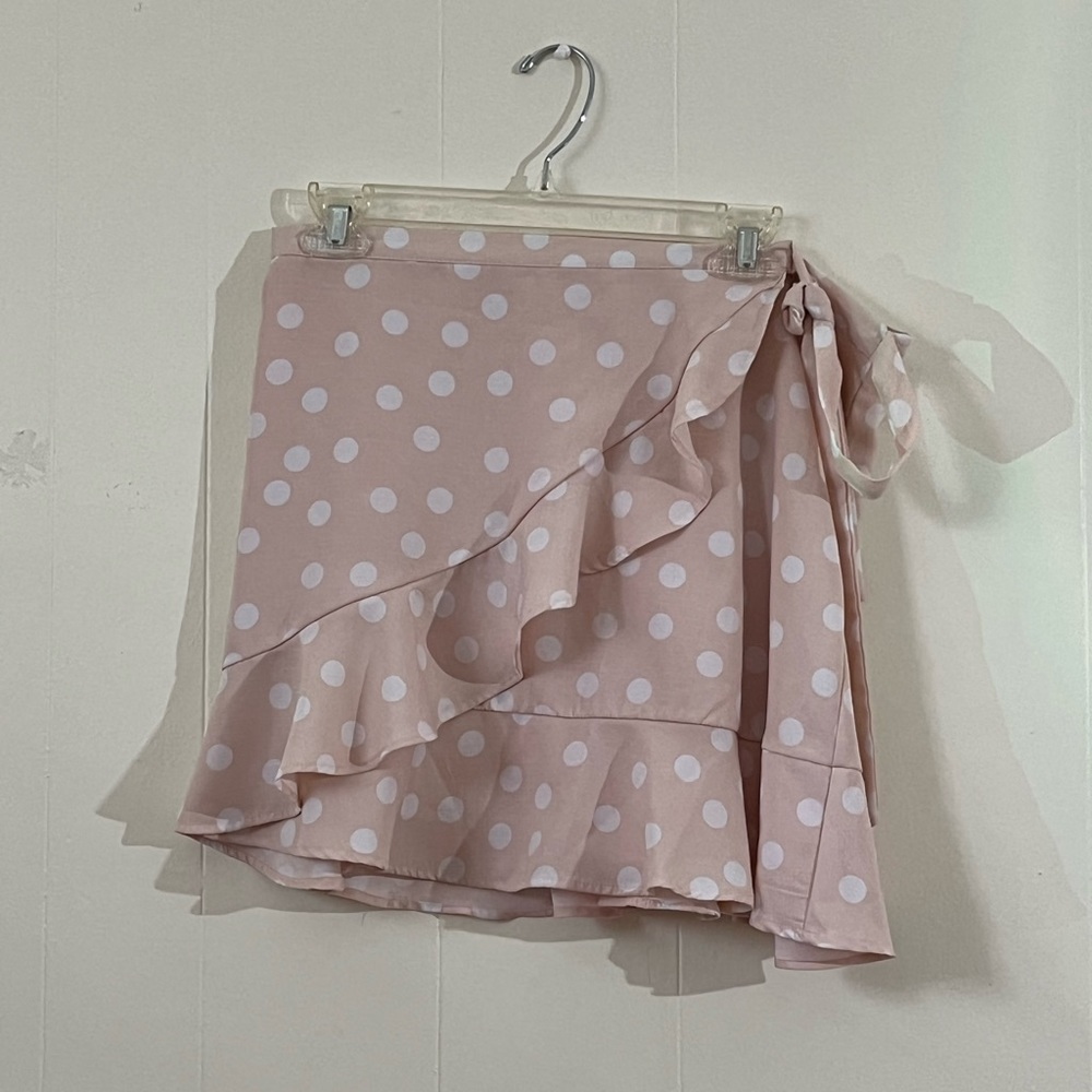 Pink Skirt With White Polka Dots